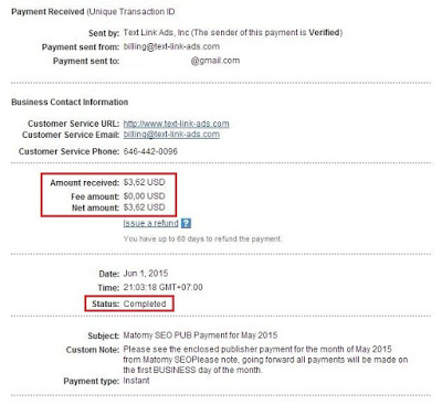 Payout Pertama Dari Matomy SEO